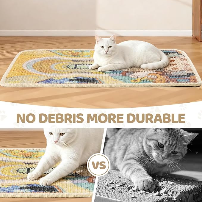 Graciadeco Cat Scratch Pad 23.6" x 15.7" Natural Sisal 2 Packs Couch Protector - Image 5