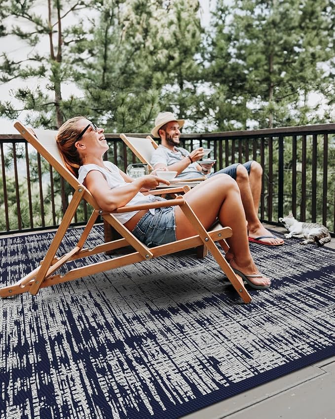 MontVoo Outdoor Rug Waterproof 5x8 ft Outdoor Patio Rug Mat Reversible Plastic - Image 6