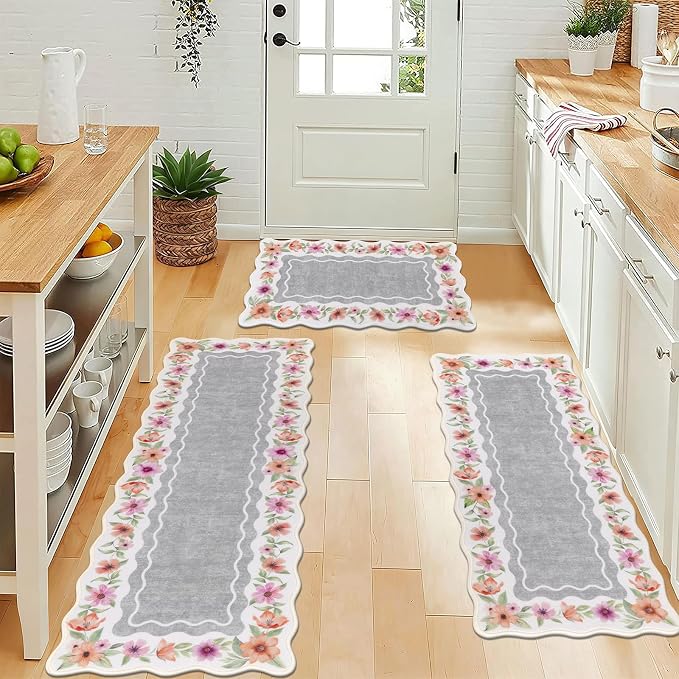Vaukki Boho Kitchen Rug Sets 3 Pieces, Washable Kitchen Mats - Image 5