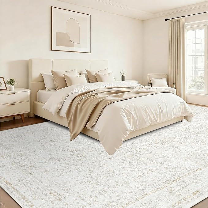 10x14 Area Rugs for Living Room: Washable Large Vintage Floral Rug Low Pile - Image 4