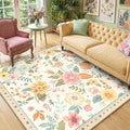 RELEANY Floral Square 6ft Area Rugs Washable Print Boho Cute Carpet Non Slip by RELEANY