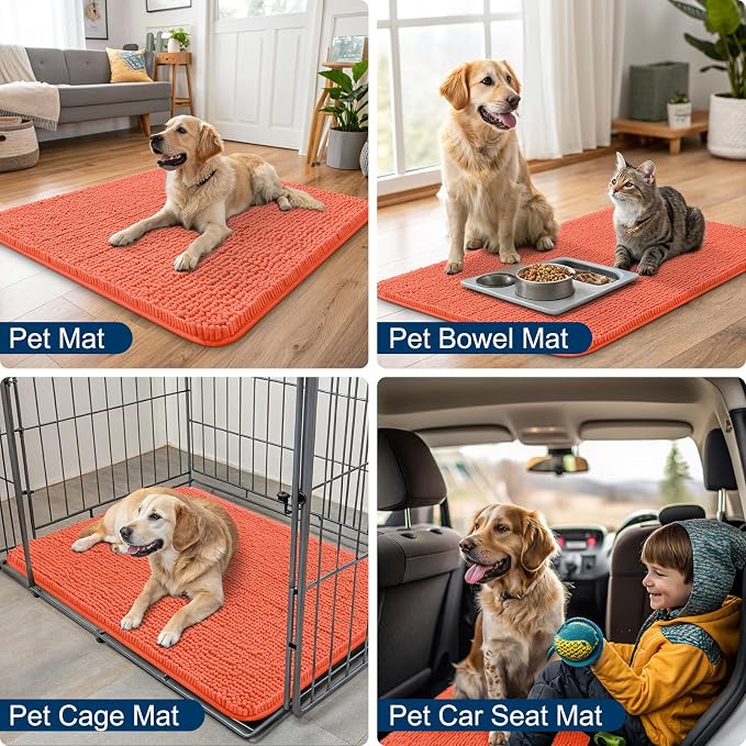 Smiry Dog Door Mat for Muddy Paws 36x24, Absorbent Dirt Trapper, Non-Slip - Image 6