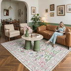 Wonnitar Floral Purple Rug for Bedroom, Washable 5x7 Area Rugs for Dorm - Image 3