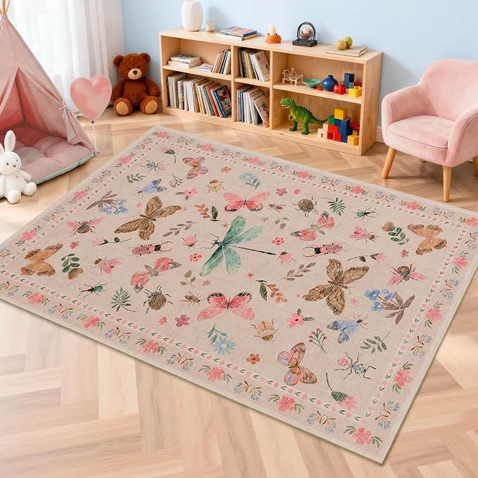 Rugxara 3x5 Rug for Entryway Bedroom, Floral Vintage Retro Boho Throw Rug by Rugxara