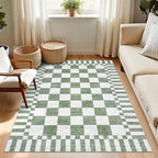 GarveeHome Sage Green Checkered Rug, Washable 3x5 Rug Non Slip by GarveeHome