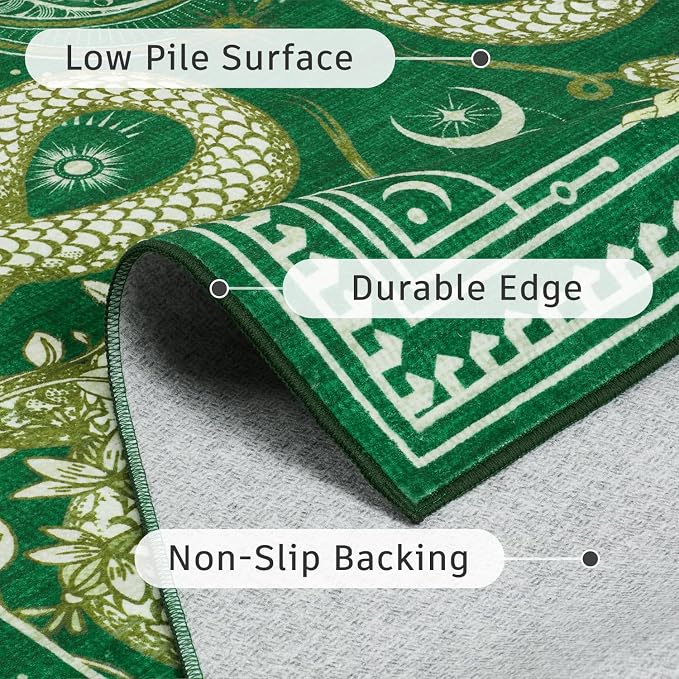 DCX Washable 6x9 Snake Rug, Soft Low Pile Carpet, Kid & Pet Friendly - Image 5