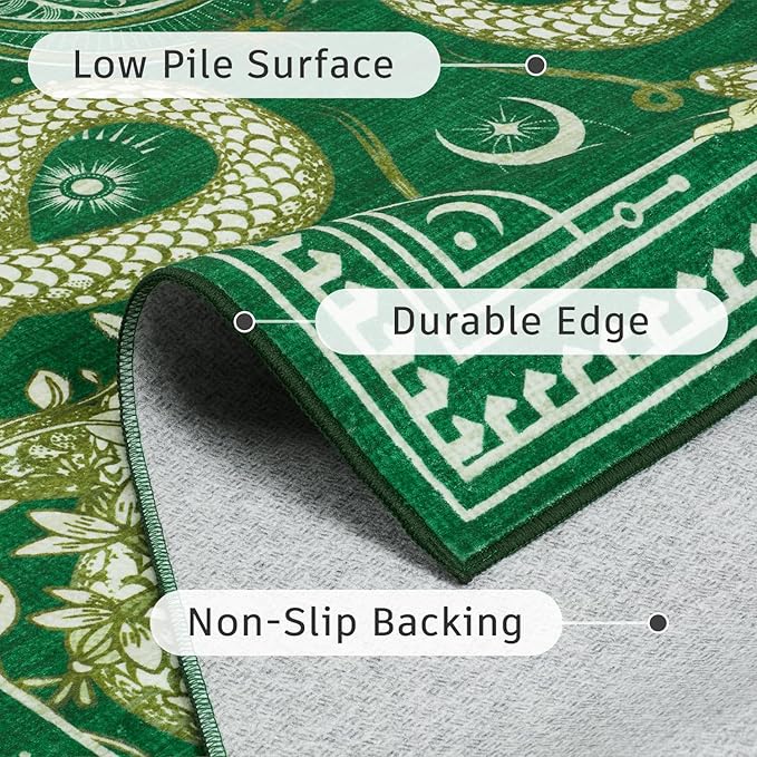 DCX Washable 5x7 Snake Rug, Soft Low Pile Carpet, Kid & Pet Friendly - Image 6