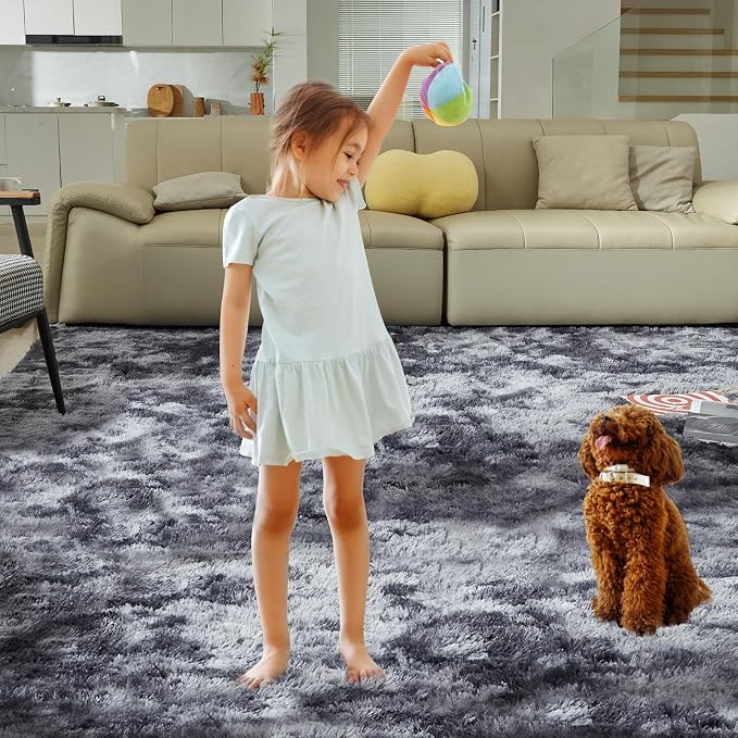 Ultra Soft Rug for Living Room, 8X10 Fluffy Shag Area Rug for Bedroom, Modern - Image 5