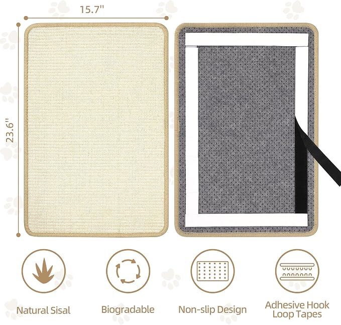 Graciadeco White Cat Scratching Mat Sisal, 2 Packs Sisal Fabric Large Cat - Image 2
