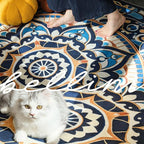 jinchan Mandala Round Rug 6ft Blue Boho Washable Rug Moroccan 6' Round Modern - Image 3
