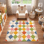 jinchan Macy Area Rug for Kids Room 4'x4' Square Rug Modern Colorful Nursery by JINCHAN
