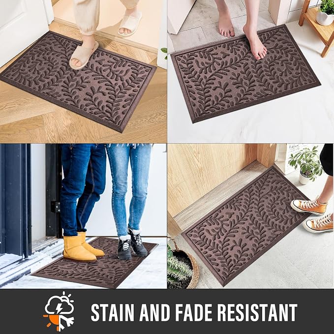 HIYARD Front Door Mat, Absorbent Dirt Trapping Welcome Door Mat Indoor Outdoor - Image 4