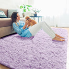 PAGISOFE Purple Rugs for Girls Bedroom 6x9 Ft Fluffy Living Room Area Rugs - Image 7