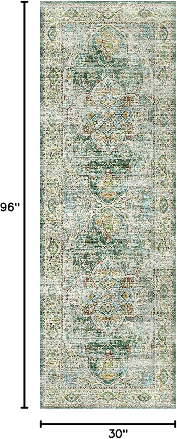 Madane Runner Rug 2'6''x8' Kitchen Runner, Hallway Runner Printed Vintage - Image 2