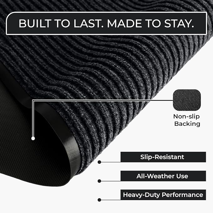 Commercial Door Mat 4'x8' Charcoal, Heavy Duty Industrial Floor Mat - Image 2