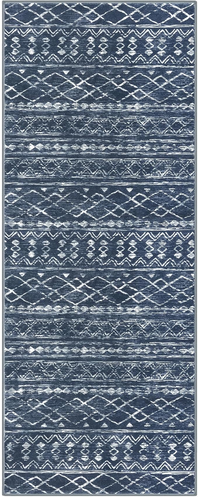 KUTA Boho Kitchen Rugs 2x5 ft Navy Blue Moroccan Washable Runner Rug Non-Slip - Image 8