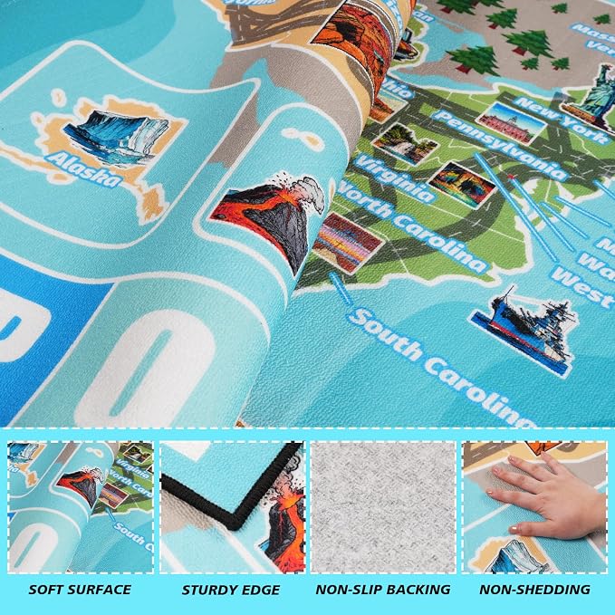 Car Rug Play Mat 8x10 ft, Race Track Map Road Rug - Image 4