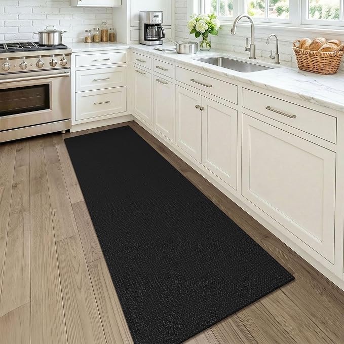 KOZYFLY Black 2x7 Washable Kitchen Runner Rug, Non Slip Runners - Image 2