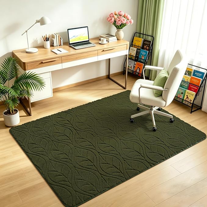 4x6 Olive Green Washable Area Rug - Image 5