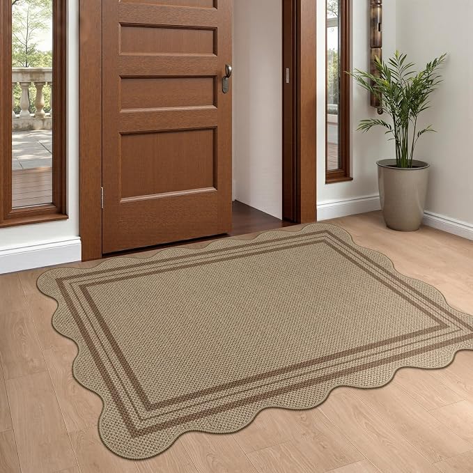 Easy Jute Front Door Mat, 2.6x4 Washable Entryway Rug Non Slip Small Kitchen Rug - Image 3