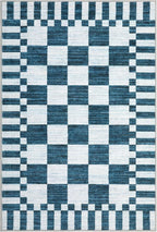GarveeHome Blue and White Checkered Rug 2x3 Washable Rug Non-Slip - Image 4