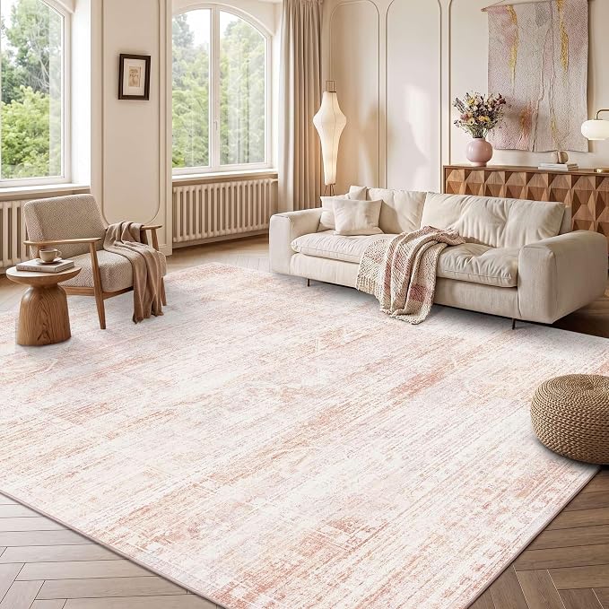 Latte&Fog Large Area Rugs 9x12 for Living Room, Washable Pink Rugs for Girls by LatteFog