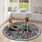 Lahome Moroccan Trellis Round Area Rugs, Washable Small Round Rug 3ft Non-Slip - Image 6