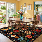 RELEANY Floral Square 5ft Area Rugs Washable Print Boho Cute Carpet Non Slip - Image 8