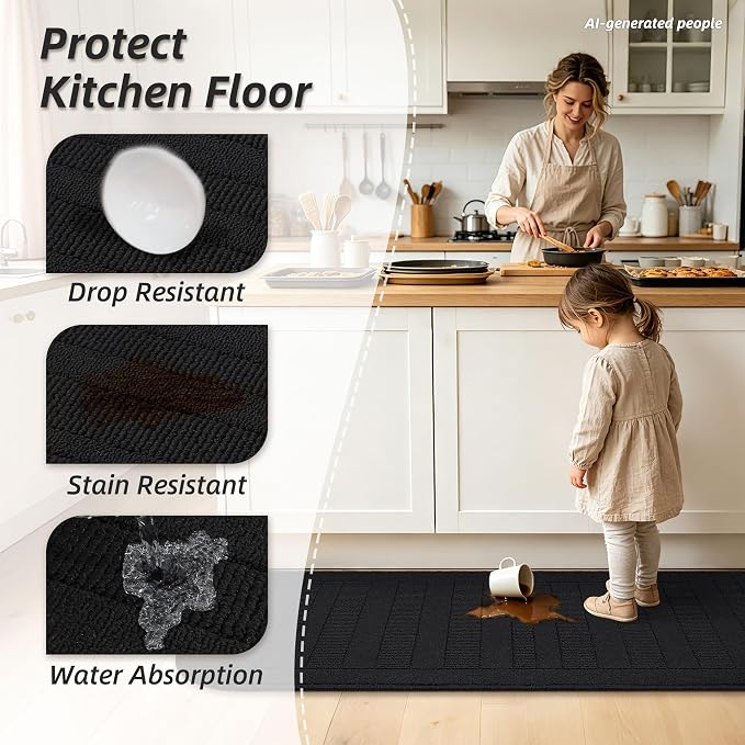 BEQHAUSE 24x60 Inch Kitchen Rugs Non-Slip Washable Kitchen Mats - Image 3