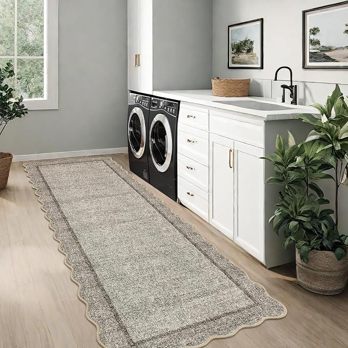 GarveeHome Scalloped Washable Runner Rug 2x8 Runner Modern Non Slip Kitchen - Image 7