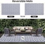 Smiry Waterproof Outdoor Rug 10X14 ft, Reversible Plastic Straw Patio Camping - Image 3