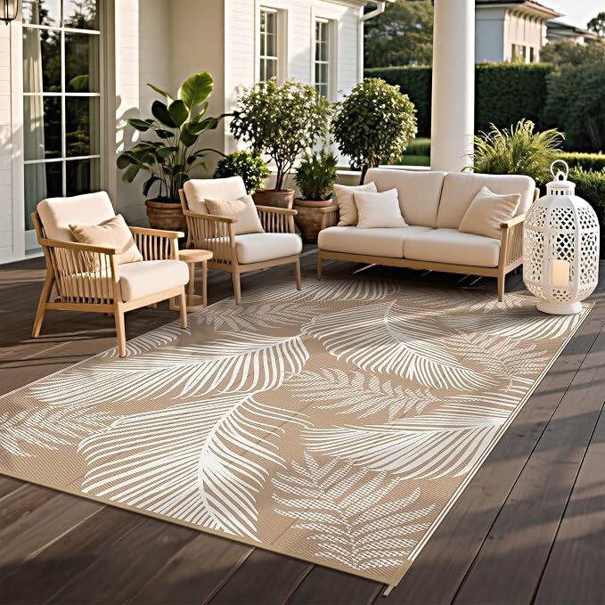 Pauwer Waterproof Outdoor Rug 5x8, Reversible Plastic Straw Patio Camping Rug - Image 4