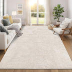 Pauwer 8x10 Washable Area Rugs for Living Room Modern Beige Solid Color Soft by Pauwer