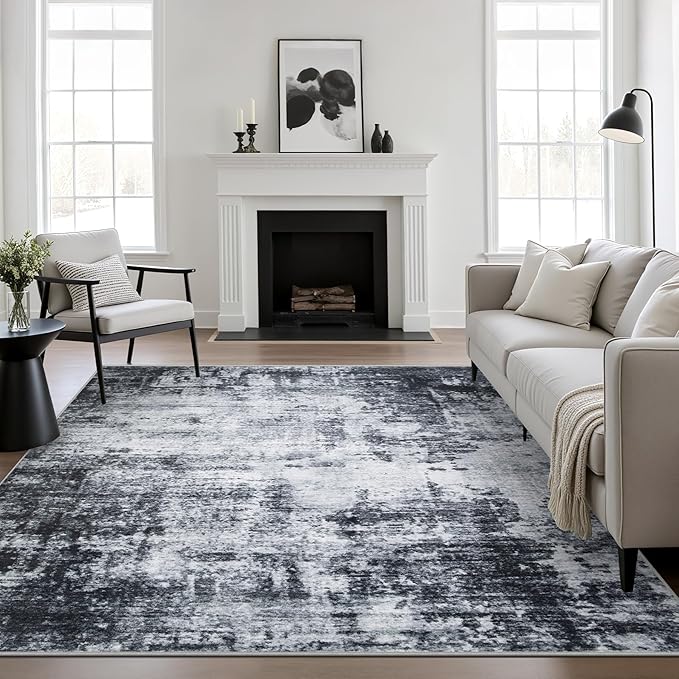 6x6 Area Rug Living Room Rug: Washable Modern Abstract Soft Thin Rug Indoor by FXRHLP