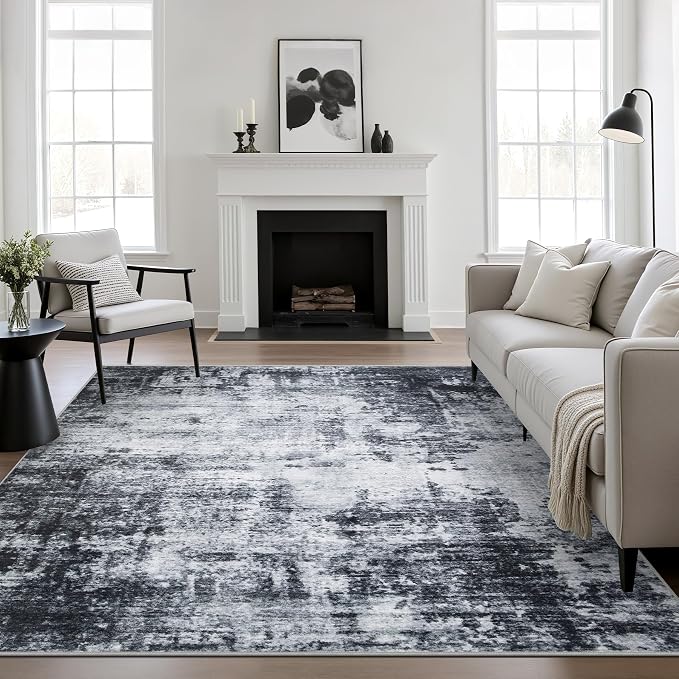 4x4 Area Rug Living Room Rug: Washable Modern Abstract Soft Thin Rug Indoor by FXRHLP