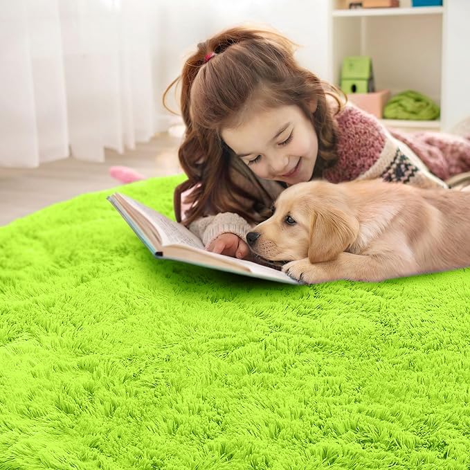 OLANLY Lime Green Round Rugs for Bedroom - Image 7
