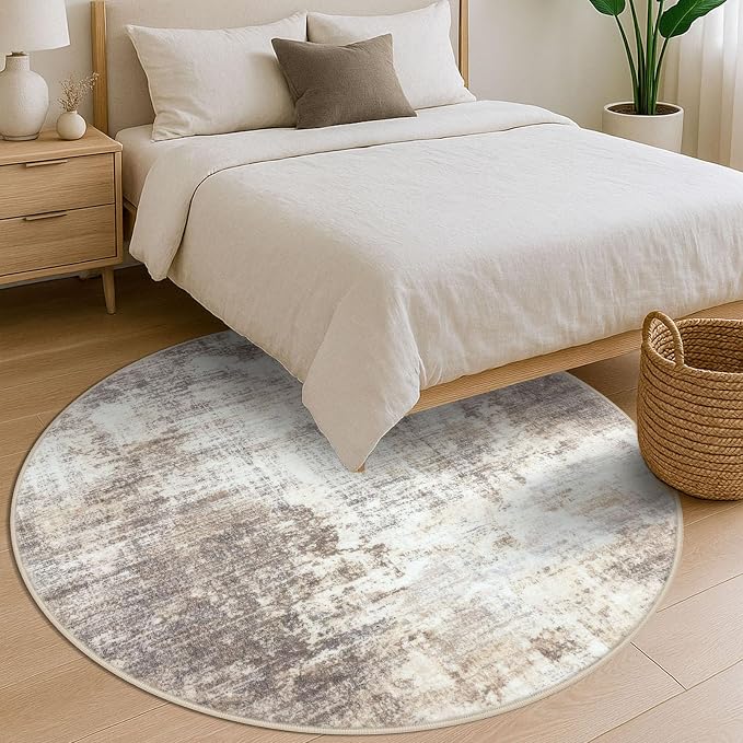 IOHOUZE Abstract Round Area Rug 6 Ft Washable Circle Rugs Large Round Rug Non - Image 9