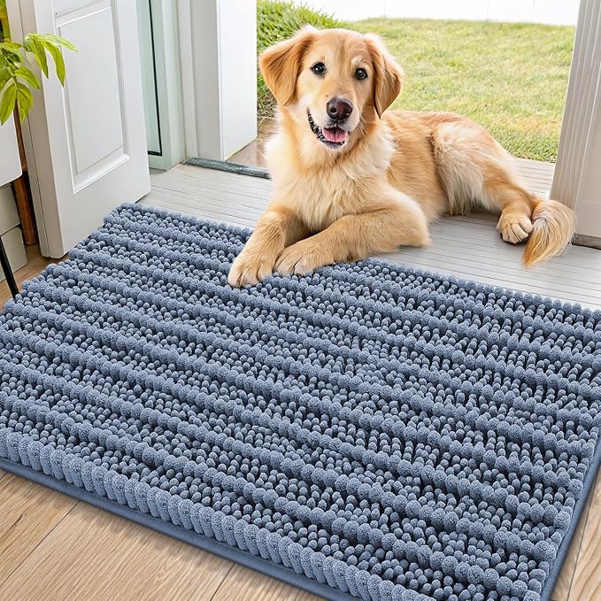 Smiry Dog Door Mat for Muddy Paws 32x21, Absorbent Dirt Trapper, Non-Slip by Smiry