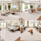 Vaukki 9x12 Area Rug for Living Room, Soft Fluffy Washable Modern Floral Indoor - Image 4