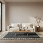 Nuloom Asha Dark Grey/Ivory, Striped Border, Soft and Cozy, High Traffic - Image 3