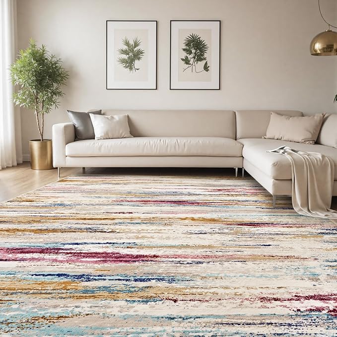 tchdio 8x10 Area Rugs for Living Room, Colorful Modern Abstract Area Rug by Tchdio