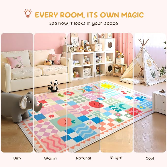 3x5 Washable Kid Bedroom Rug for Girls, Soft Non-Slip Toddler Playroom Carpet - Image 4