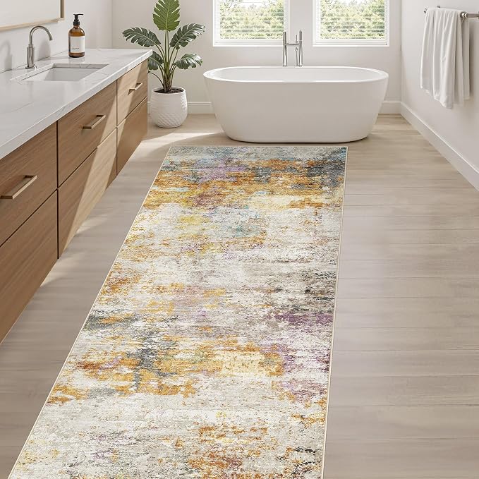 Runner Rug Kitchen Washable Rugs: 2x5 Non-Slip Abstract Soft Modern Stain - Image 5