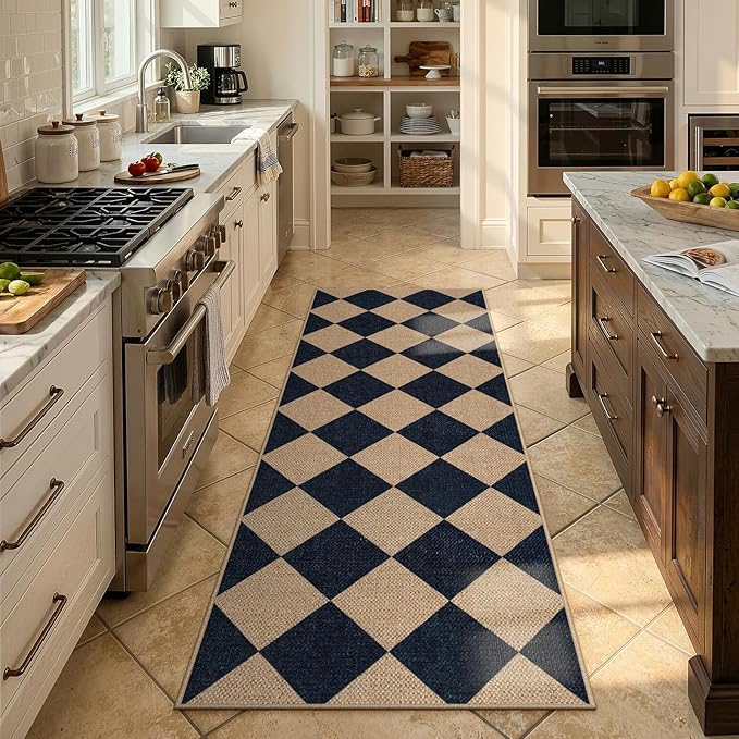 Lahome Checkered Easy Jute Non Slip Runner Rug, 2x6 Kitchen Runner Rug Washable - Image 6