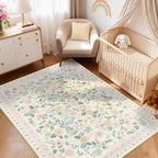 5x7 Area Rugs for Living Room Vacuum-Friendly Machine Washable Area Rug Flower - Image 8