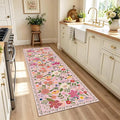 Latte&Fog Pink Washable Hallway Runner Rug 2x6, Non Slip Low Pile Vintage Rugs by LatteFog