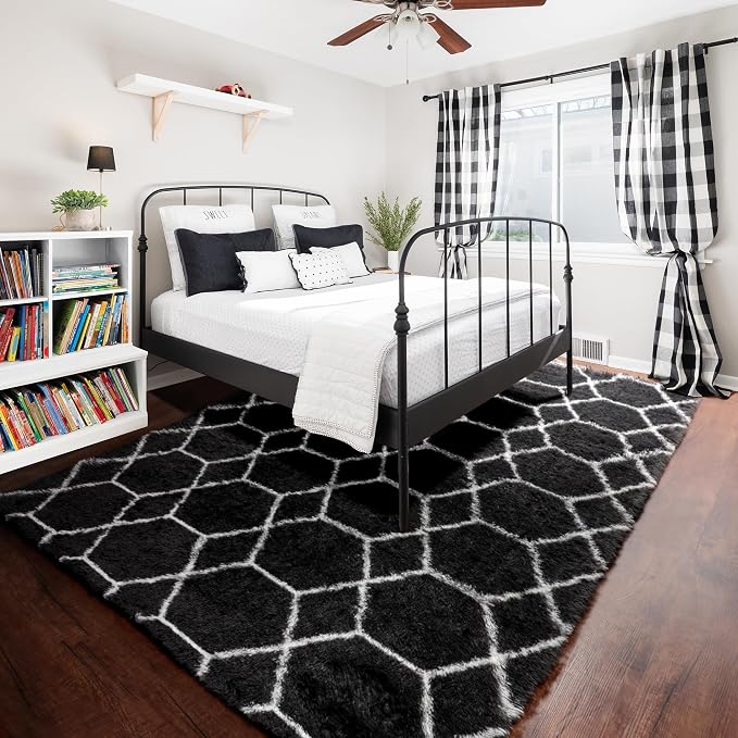 ONASAR 6x9 Area Rugs for Living Room Bedroom, Large Fluffy Black and White - Image 7