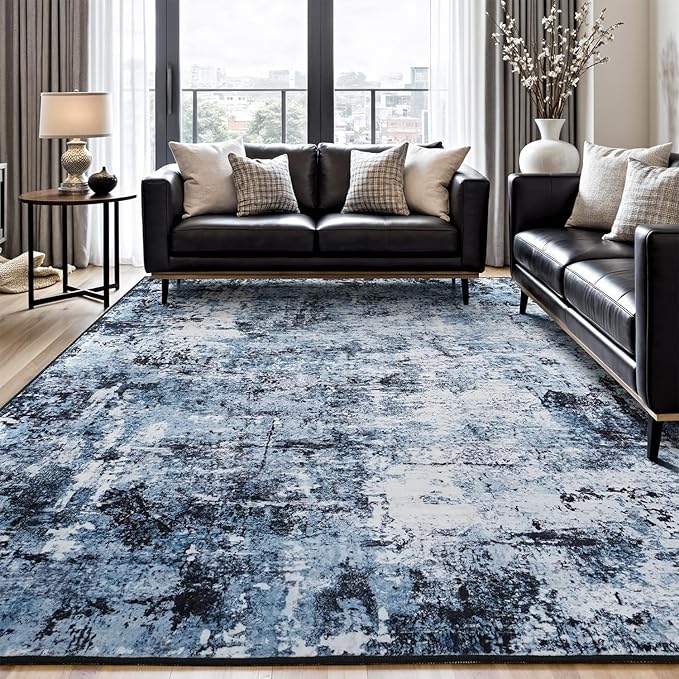 Rugflix 7x10 Area Rugs for Living Room, Washable Large Rug Stain-Resistant Low by RugflixAreaRugs