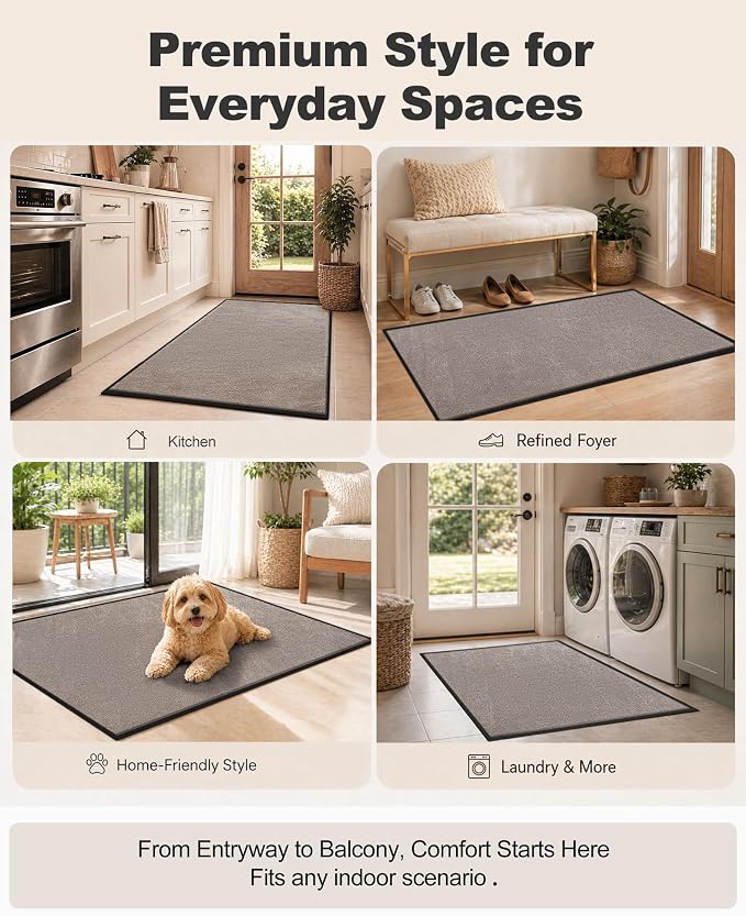 Mibao Front Door Mat Indoor Entrance, Dirt Trapper Welcome Mat - Image 7