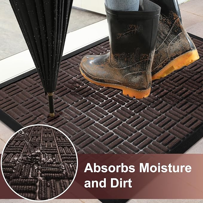 Mibao Front Door Mat Outdoor Entrance, Waterproof Dirt Trapper Doormat - Image 3